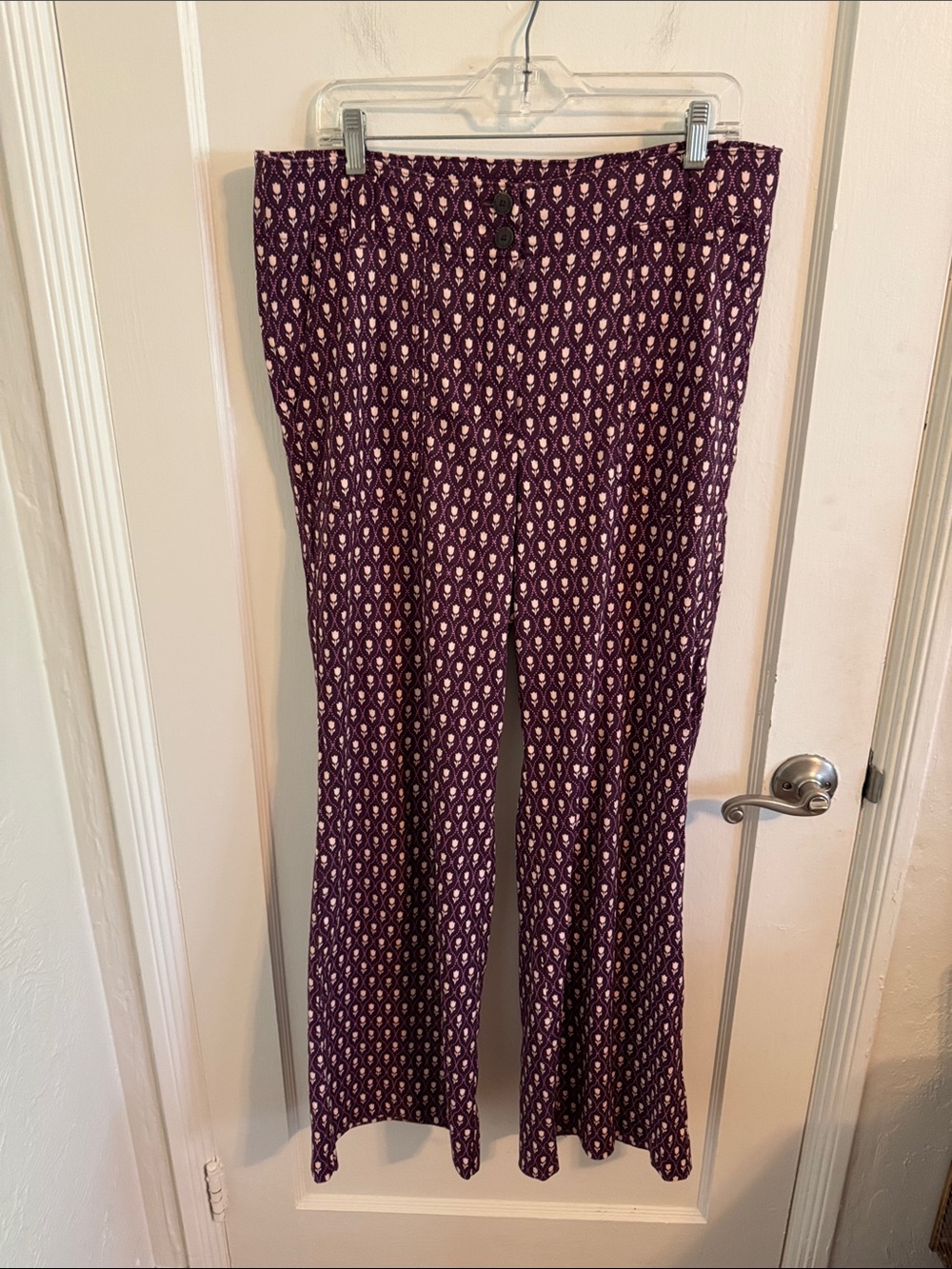 Maeve The Naomi purple Tulip Print Wide Legged Pants Anthropologie Sz 12